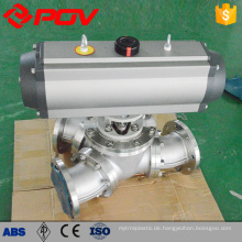 Three way stianless steel flanged type ball valves t type